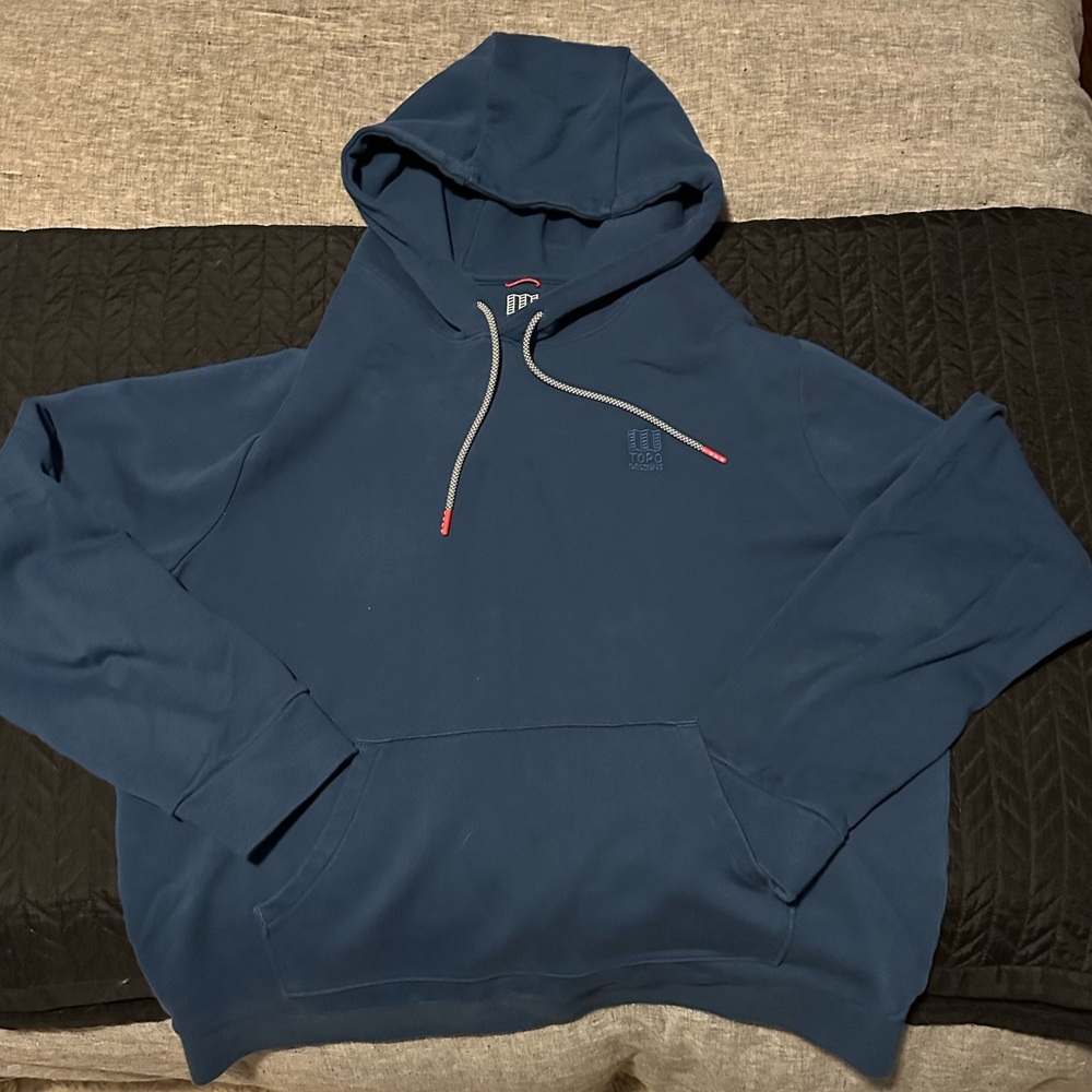 Blue mens Topo designs hoodie